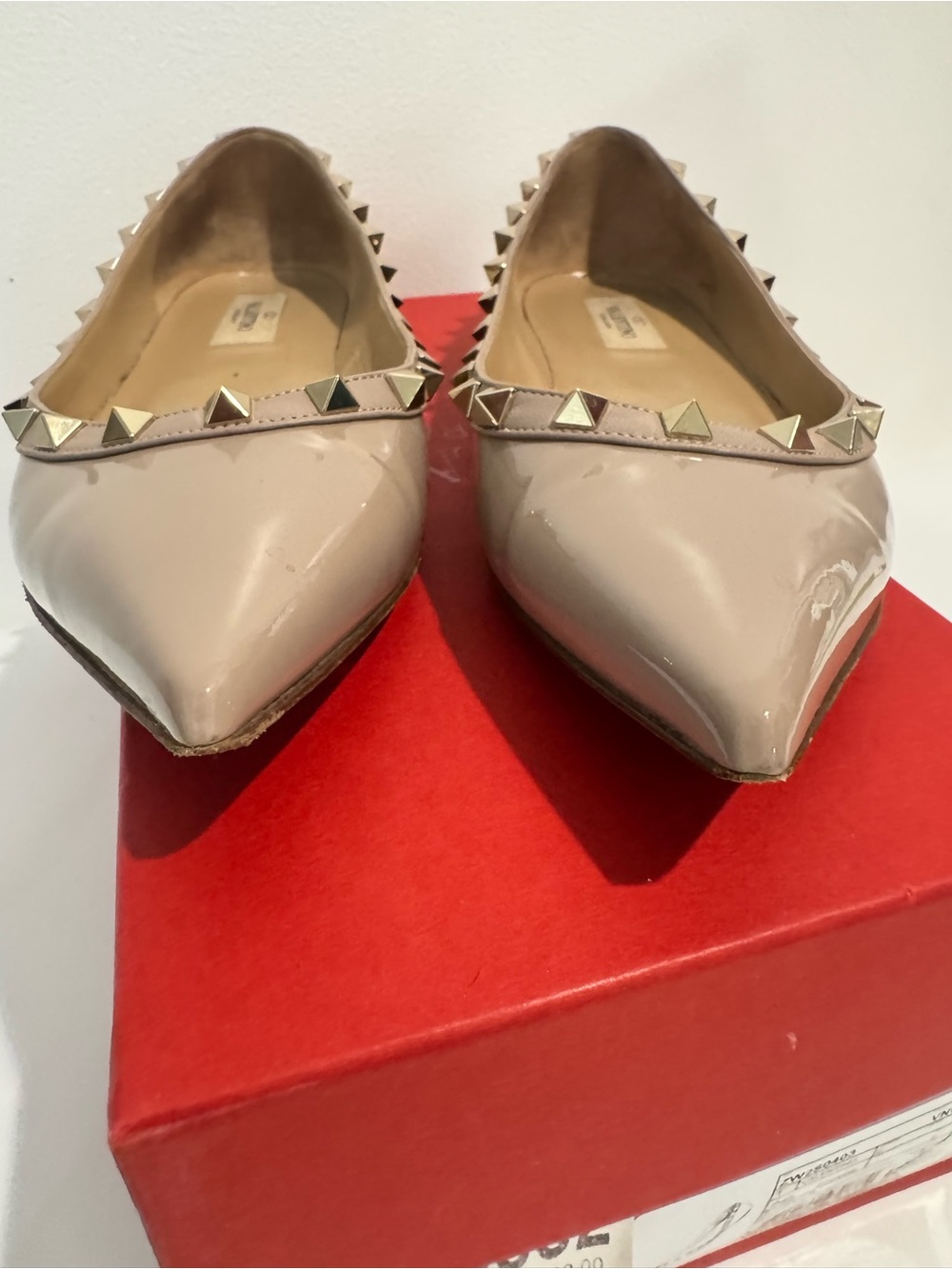 These Valentino Garavani Rockstud Pointed Toe Ballerina Flats nude size 8 - Picture 6 of 16